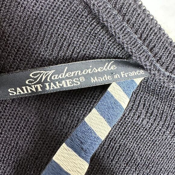 Saint James Mademoiselle Sweater Womens Medium Navy Zip Cardigan Made in‎ France - Picture 5 of 12